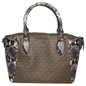 Michael Kors Sienna Snakeskin and Monogram Satchel Tote Bag